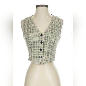 Reformation Green Plaid Waistcoat Vest Size 4